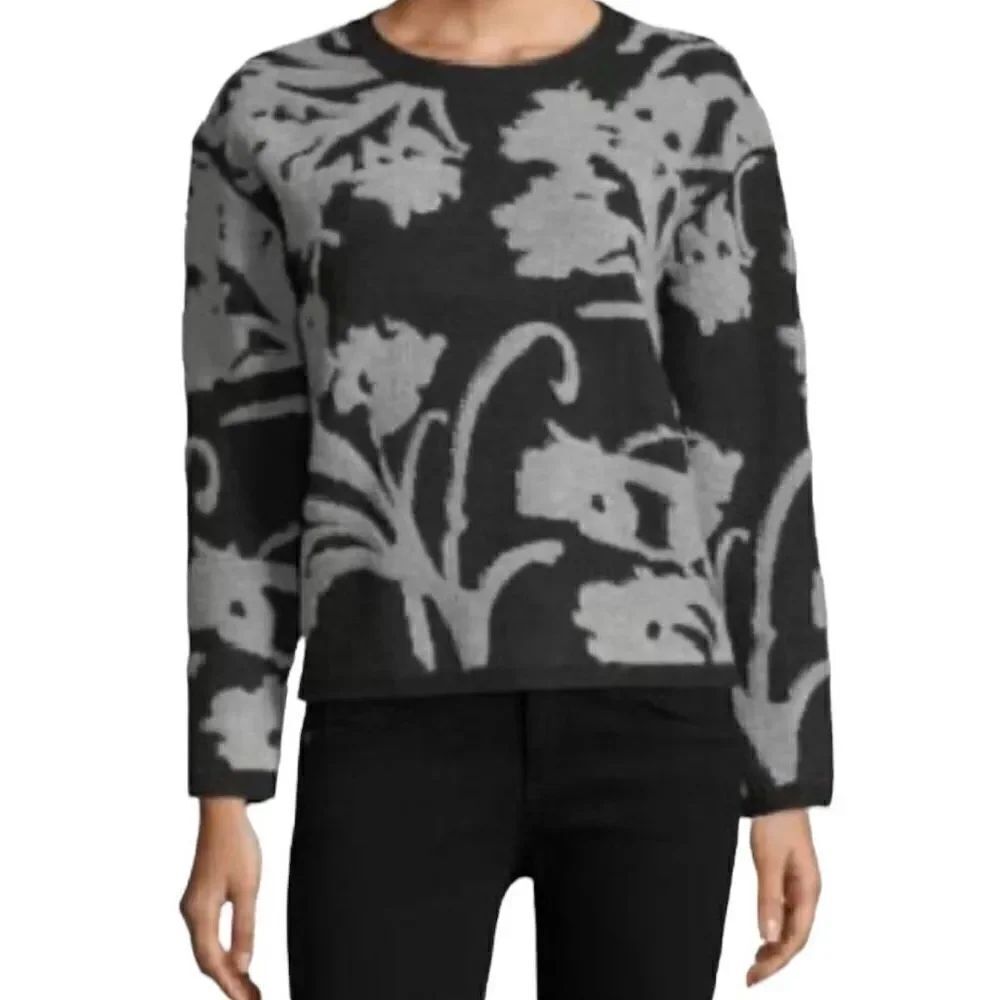 The Cashmere Project Floral Jaquard Crewneck Sweater L